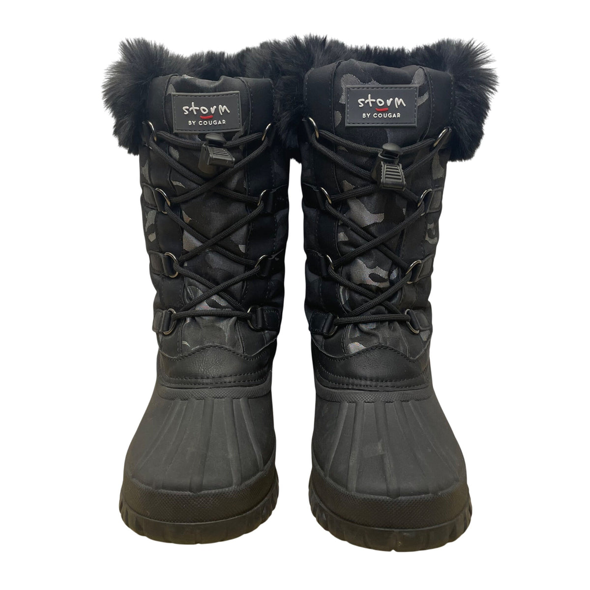 Storm By Cougar Women’s Black Camo Faux Fur Trim  Insulated Winter Boots 8M