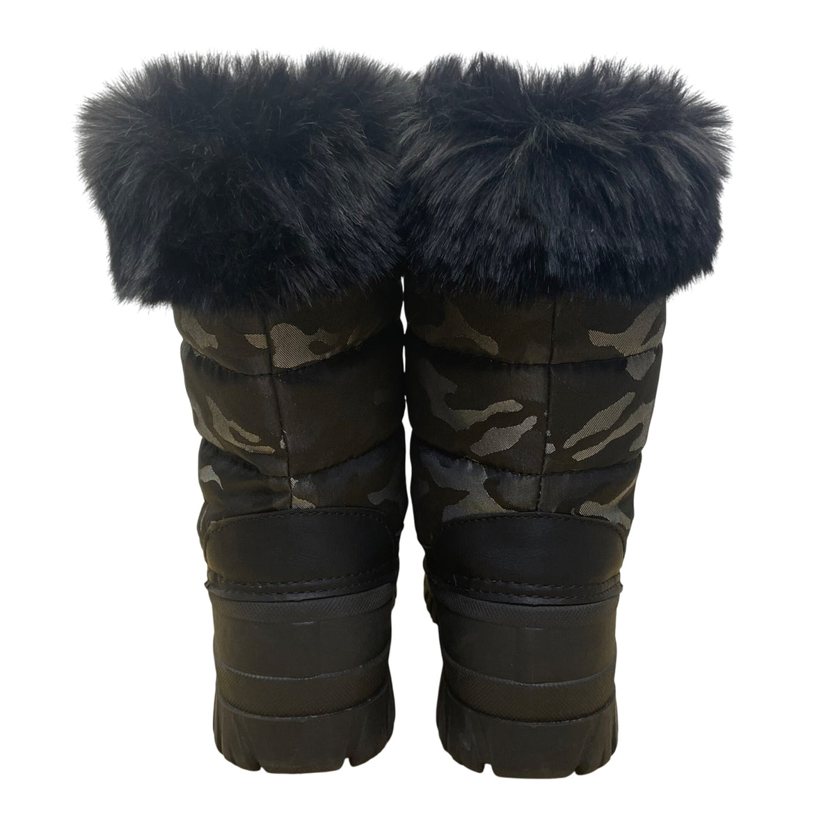Storm By Cougar Women’s Black Camo Faux Fur Trim  Insulated Winter Boots 8M