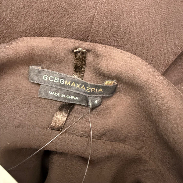 BCBGMAXAZRIA Brown Mahogany Halter Embellished Cocktail Dress Evening Wear Sz 4