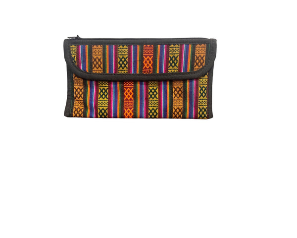 Colorful Striped Ethnic-Inspired Zipper Wallet With Tribal Patterns