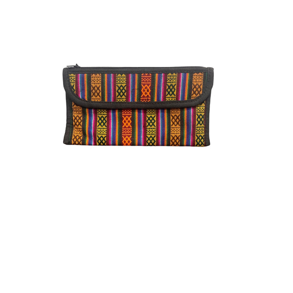 Colorful Striped Ethnic-Inspired Zipper Wallet With Tribal Patterns