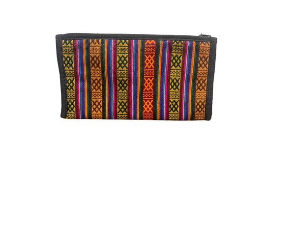 Colorful Striped Ethnic-Inspired Zipper Wallet With Tribal Patterns