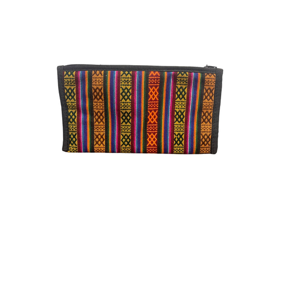 Colorful Striped Ethnic-Inspired Zipper Wallet With Tribal Patterns