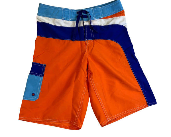 L.L.Bean Orange & Blue Boys Board Shorts Swimwear With Pocket Size 10 - New