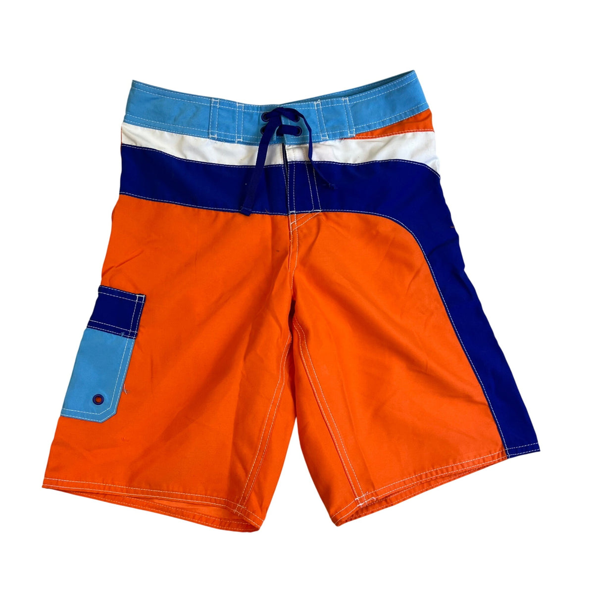 L.L.Bean Orange & Blue Boys Board Shorts Swimwear With Pocket Size 10 - New