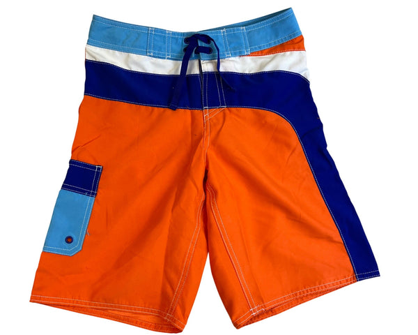 L.L.Bean Orange & Blue Boys Board Shorts Swimwear With Pocket Size 10 - New