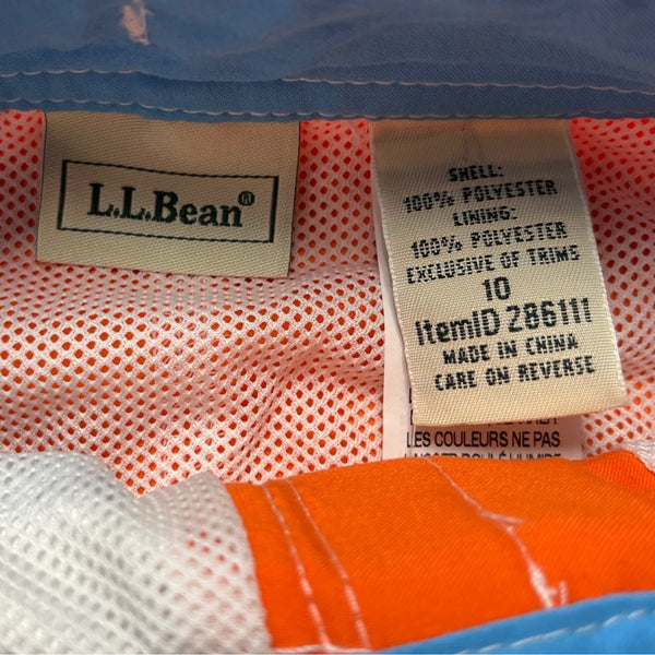L.L.Bean Orange & Blue Boys Board Shorts Swimwear With Pocket Size 10 - New