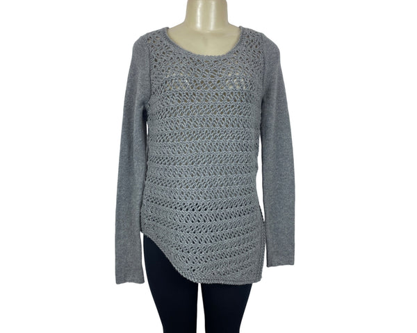 Helmut Lang Womens Wool Cashmere Knitted Sweater Gray Crew Neck Sz M