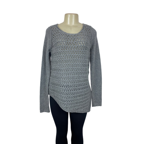 Helmut Lang Womens Wool Cashmere Knitted Sweater Gray Crew Neck Sz M