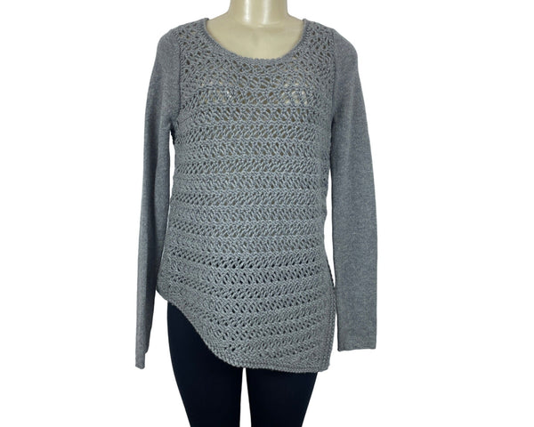 Helmut Lang Womens Wool Cashmere Knitted Sweater Gray Crew Neck Sz M