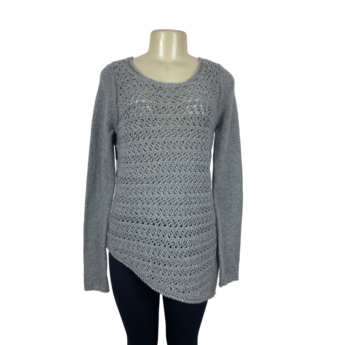 Helmut Lang Womens Wool Cashmere Knitted Sweater Gray Crew Neck Sz M
