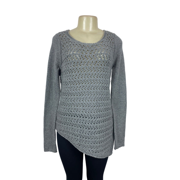Helmut Lang Womens Wool Cashmere Knitted Sweater Gray Crew Neck Sz M