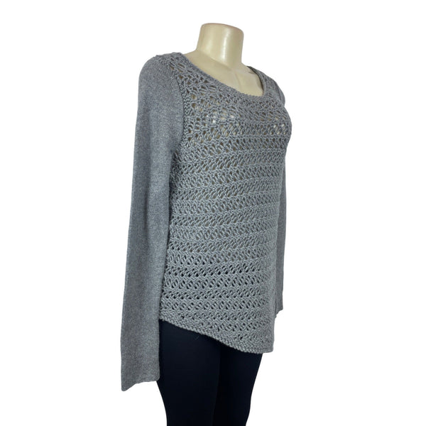 Helmut Lang Womens Wool Cashmere Knitted Sweater Gray Crew Neck Sz M
