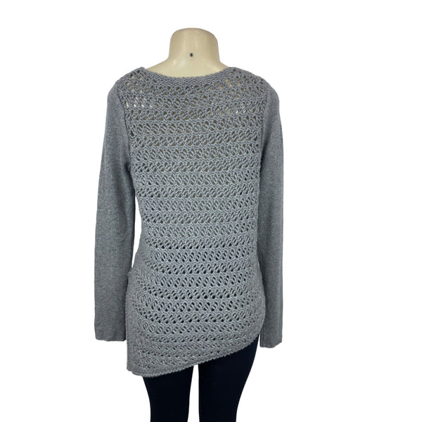 Helmut Lang Womens Wool Cashmere Knitted Sweater Gray Crew Neck Sz M