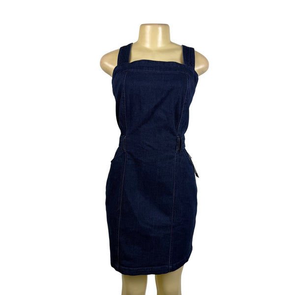 Jessica Simpson Womens Dark Denim Dress With Straps & Adjustable Waist Sz M