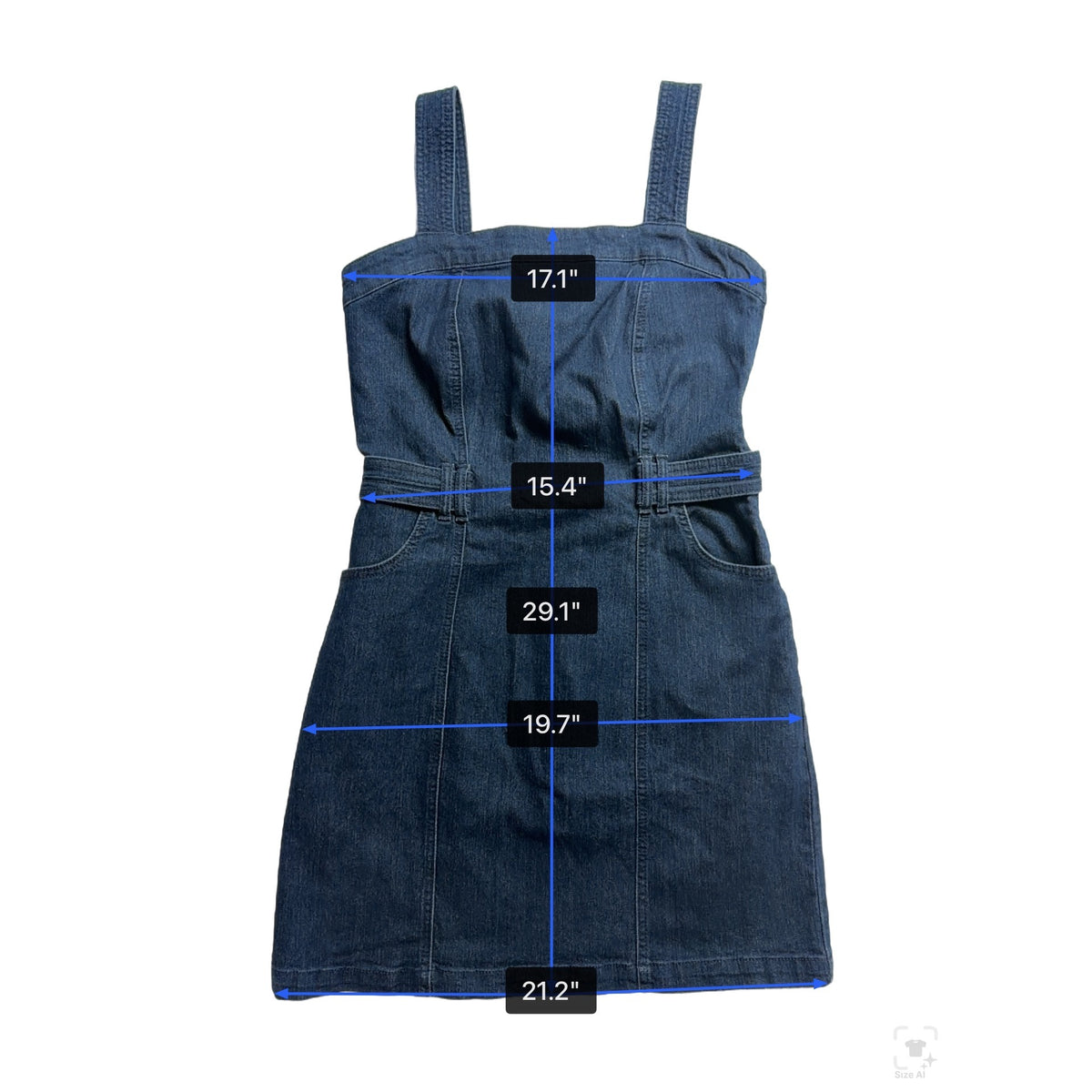 Jessica Simpson Womens Dark Denim Dress With Straps & Adjustable Waist Sz M