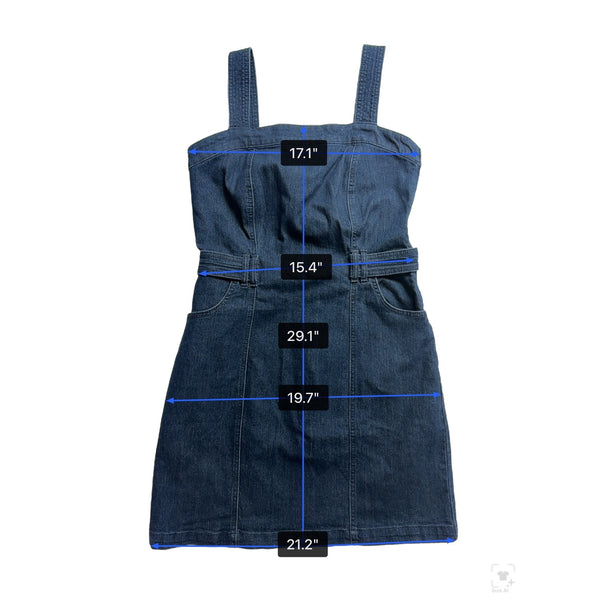 Jessica Simpson Womens Dark Denim Dress With Straps & Adjustable Waist Sz M