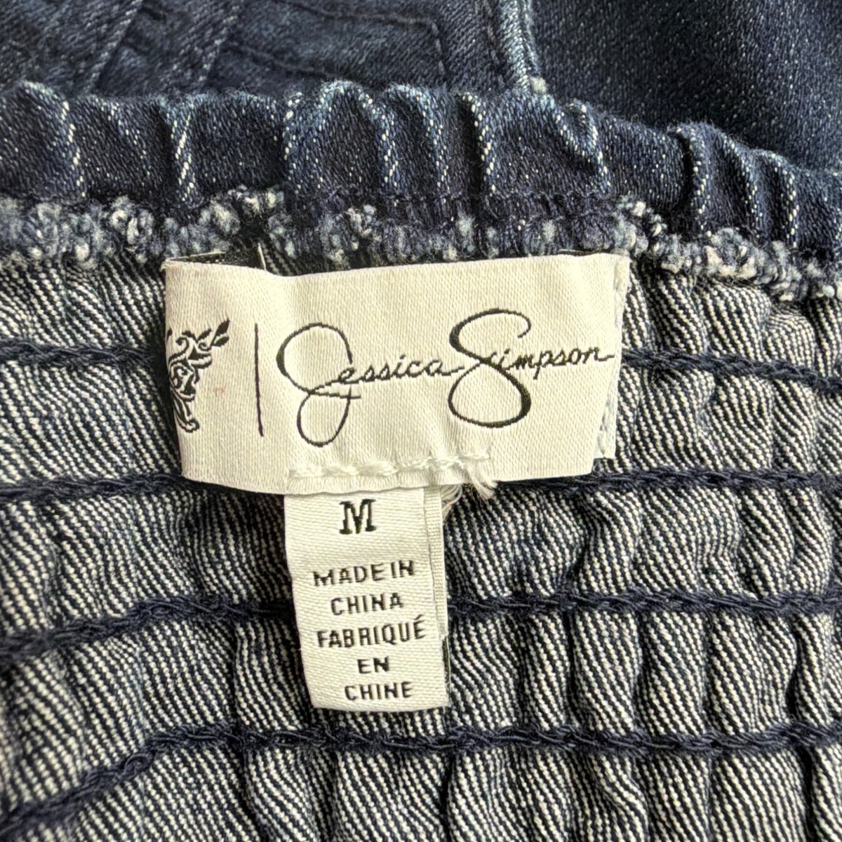 Jessica Simpson Womens Dark Denim Dress With Straps & Adjustable Waist Sz M