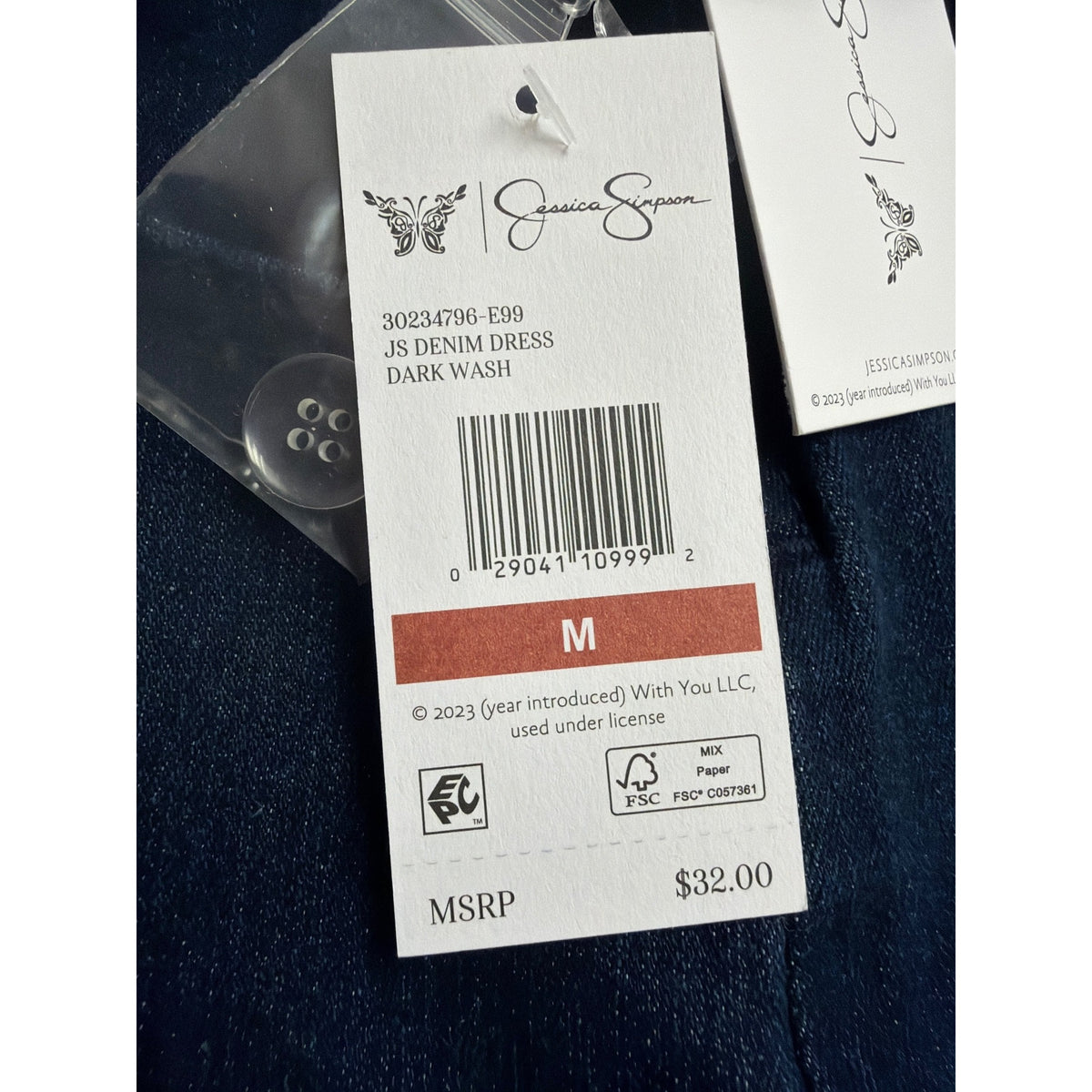 Jessica Simpson Womens Dark Denim Dress With Straps & Adjustable Waist Sz M