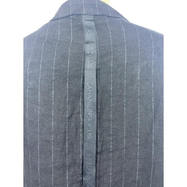 LA HAINE INSIDEUS Women's Black Striped Long Sleeve Bitton Up Shirt Size M