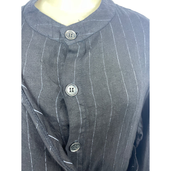 LA HAINE INSIDEUS Women's Black Striped Long Sleeve Bitton Up Shirt Size M