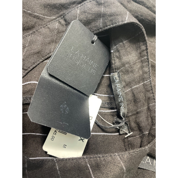 LA HAINE INSIDEUS Women's Black Striped Long Sleeve Bitton Up Shirt Size M