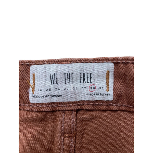 We The Free Womens Brown Denim Distressed Mini Skirt Button Closure Size 30