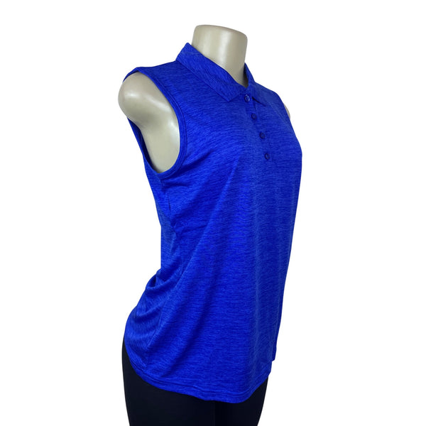 Fila Sport Womens Sleeveless Polo Shirt Button-Up Blue Heather Size M - New
