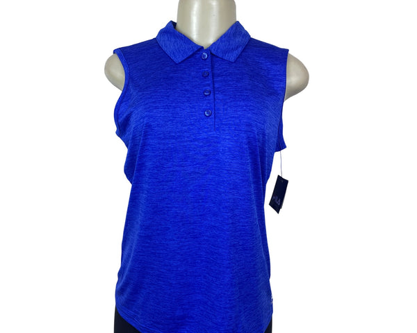 Fila Sport Womens Sleeveless Polo Shirt Button-Up Blue Heather Size M - New