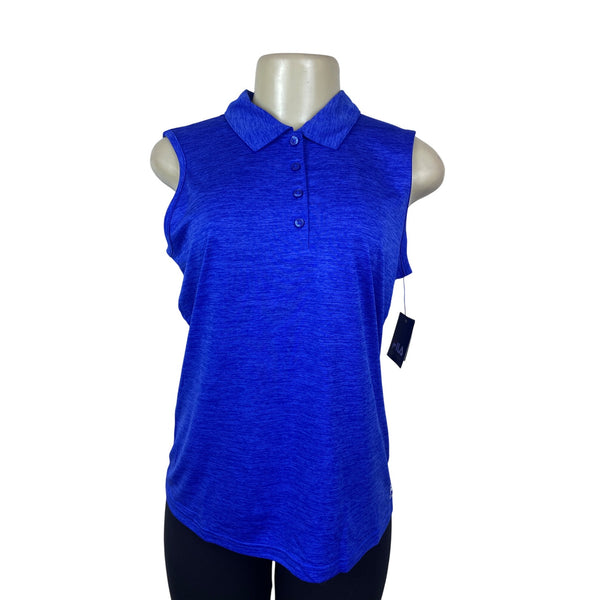 Fila Sport Womens Sleeveless Polo Shirt Button-Up Blue Heather