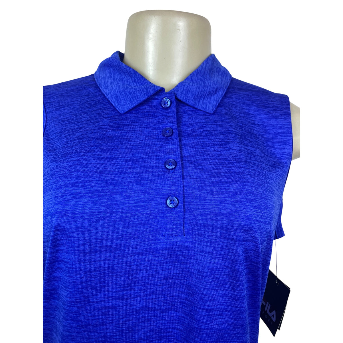Fila Sport Womens Sleeveless Polo Shirt Button-Up Blue Heather Size M - New