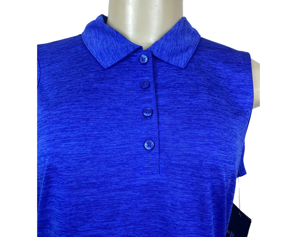 Fila Sport Womens Sleeveless Polo Shirt Button-Up Blue Heather Size M - New