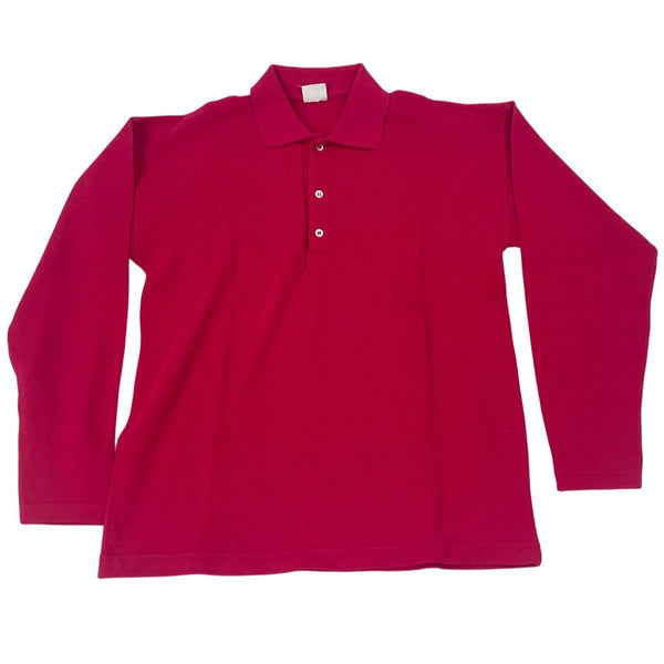 Vintage 012 Benetton Youth Boy's Pink Long Sleeve Polo Shirt Sz XL