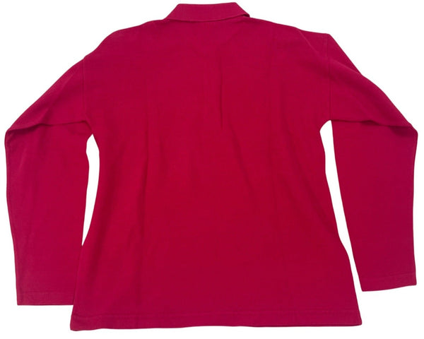 Vintage 012 Benetton Youth Boy's Pink Long Sleeve Polo Shirt Sz XL