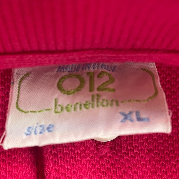 Vintage 012 Benetton Youth Boy's Pink Long Sleeve Polo Shirt Sz XL