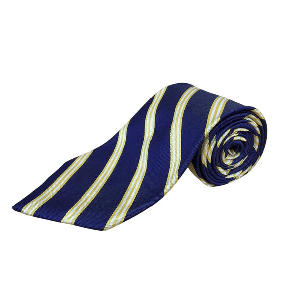 Vintage Brooks Brothers Navy & Yellow All Silk Striped Woven In England