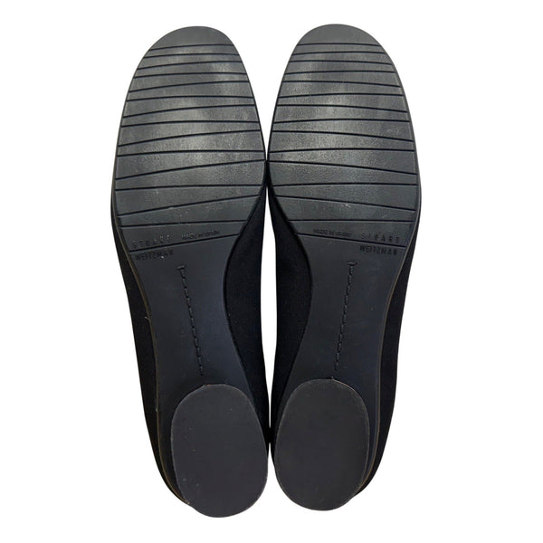 Stuart Weitzman Womens Black With Bow Detail Ballet Flats Size 7.5 M