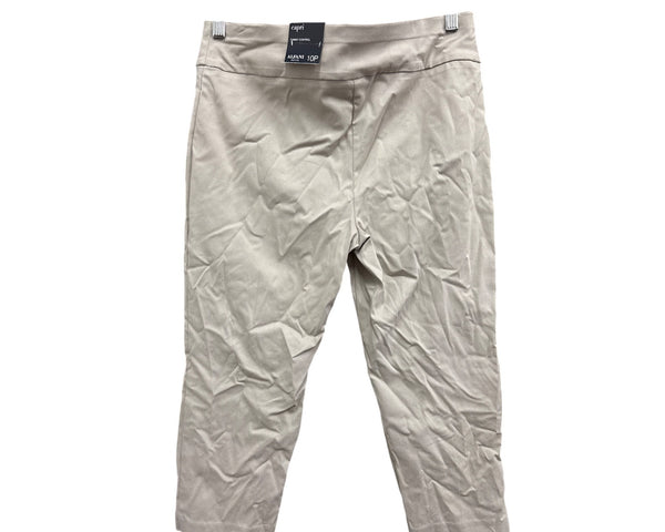 Alfani Womens Beige Cotton Blend Capri Pants Tummy Control Petite Size 10P