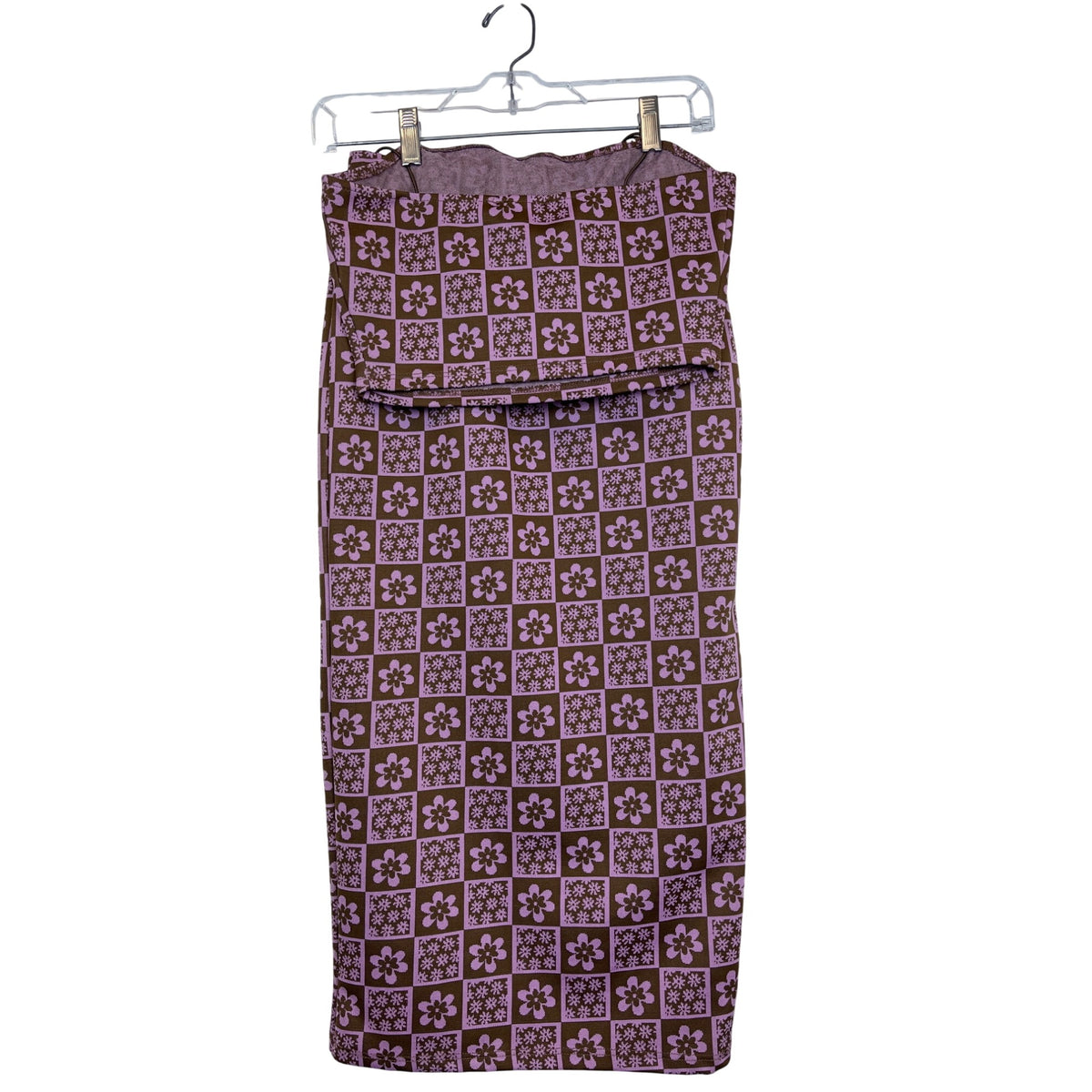 Fashion Nova Womens Brown & Pink Floral Print Skirt And Crop Top Set Size S