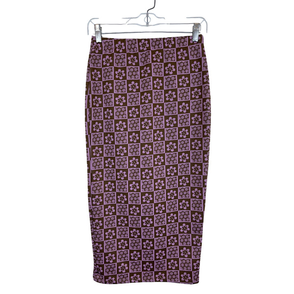 Fashion Nova Womens Brown & Pink Floral Print Skirt And Crop Top Set Size S