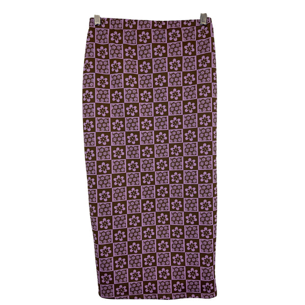 Fashion Nova Womens Brown & Pink Floral Print Skirt And Crop Top Set Size S