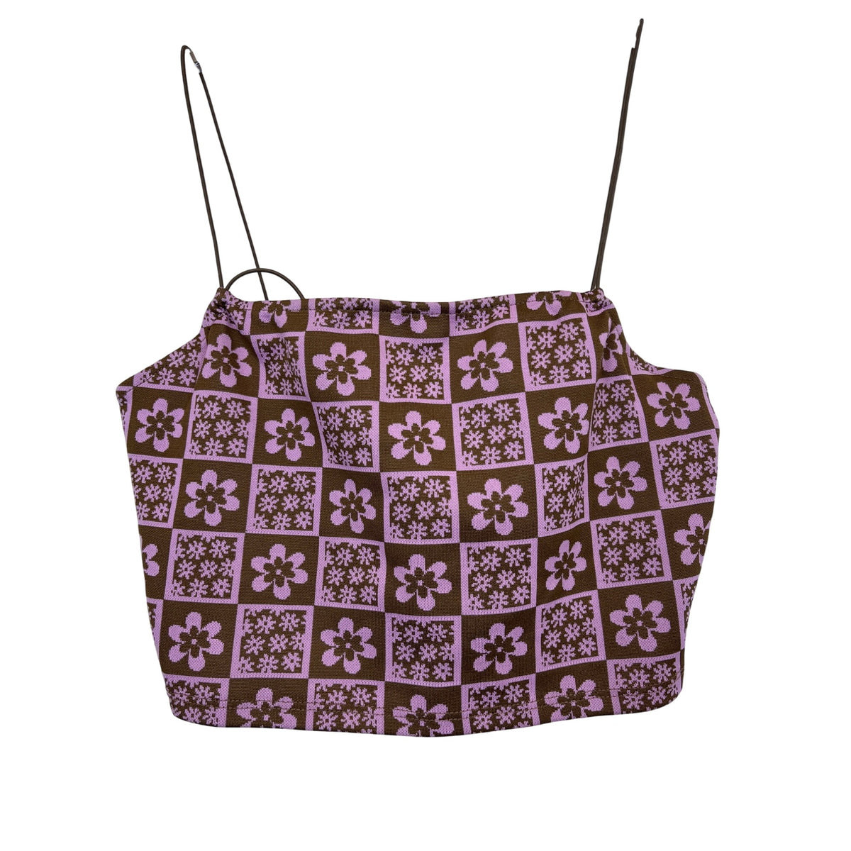 Fashion Nova Womens Brown & Pink Floral Print Skirt And Crop Top Set Size S