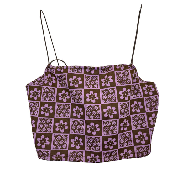 Fashion Nova Womens Brown & Pink Floral Print Skirt And Crop Top Set Size S