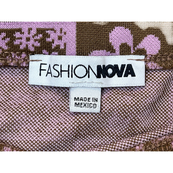Fashion Nova Womens Brown & Pink Floral Print Skirt And Crop Top Set Size S