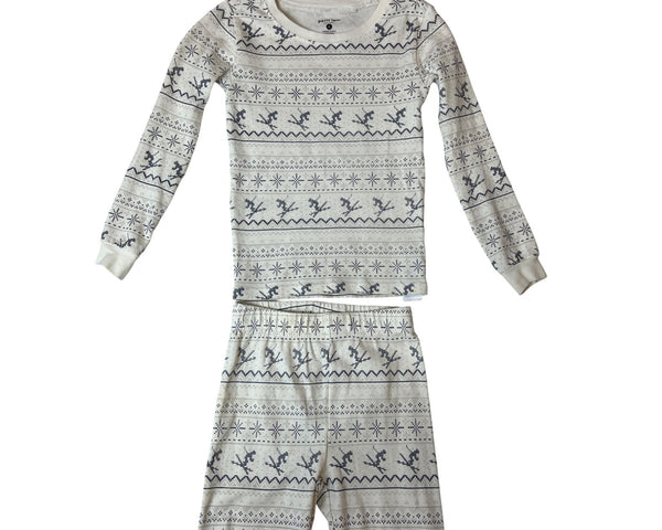 Petit Lem Kids Holiday Pajama Set Winter Reindeer & Snowflake Pattern Sz 6