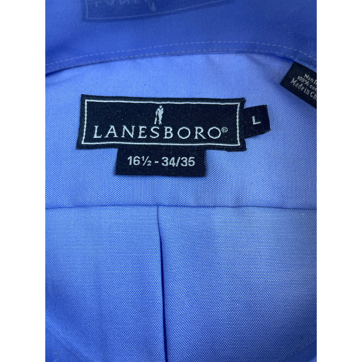 Lanesboro Mens Blue Cotton Non-Iron Long Sleeve Dress Shirt 16.5 34/35 - New