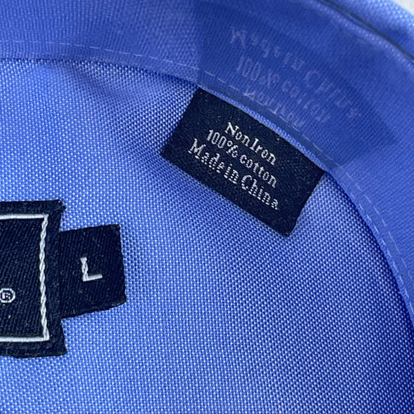 Lanesboro Mens Blue Cotton Non-Iron Long Sleeve Dress Shirt 16.5 34/35 - New