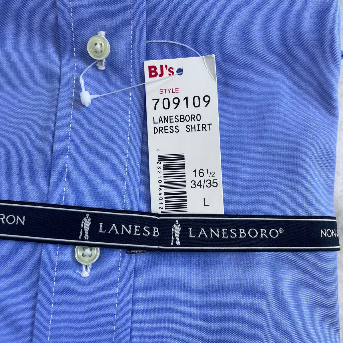 Lanesboro Mens Blue Cotton Non-Iron Long Sleeve Dress Shirt 16.5 34/35 - New