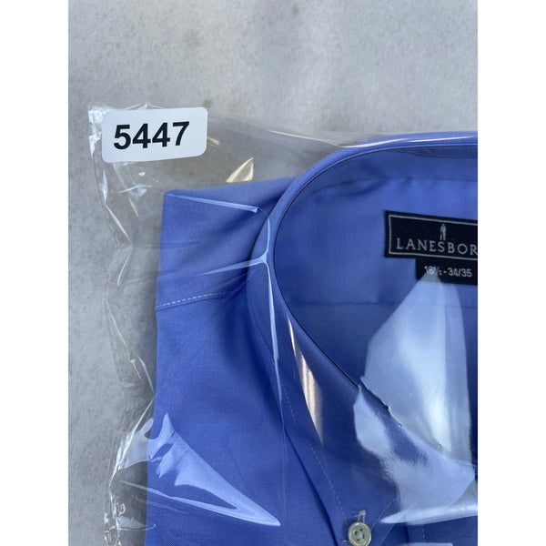 Lanesboro Mens Blue Cotton Non-Iron Long Sleeve Dress Shirt 16.5 34/35 - New