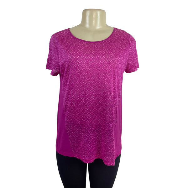 Ralph Lauren Women’s Pink Patterned Short Sleeve Linen & Cotton Top Sz XS - New